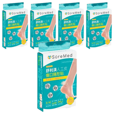 SureMed 舒利渼 人工皮傷口隱形貼 腳跟用 中傷口 6入, 5盒