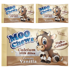 Moo Chews 牛奶鈣片 高鈣質 香草口味, 18g, 3包
