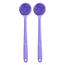 矽膠洗澡洗背刷，38x8x3.5cm, 薰衣草紫, 2支
