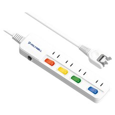 POLYWELL 寶利威爾 4切4座 2P插座3尺延長線 PW15-T05-A061, 0.9m, 白色, 1條