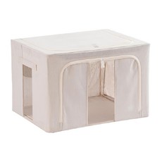 支架棉麻收納箱, 米色, 1個