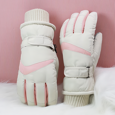 KissDiamond 韓系防風防水保暖手套 米色 觸屏, 28cm