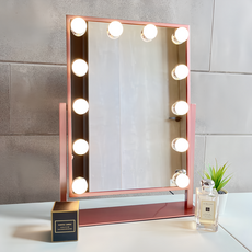 好萊塢LED化妝鏡 12燈 插電款, 玫瑰金
