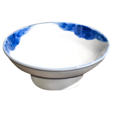日峰 藍染高台6皿 - 日本製 陶瓷 碗 16.5 x 6.3 cm 350mL, 1個