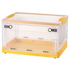 三開式透明收納箱 蛋蛋黃-茶色 50L, 黃色, 65.5 x 46 x 36cm, 1個