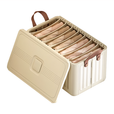 SHCJ 生活采家 可折疊衣物整理堆疊收納籃 有蓋 7格, 奶油白, 1個