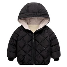 愛北鼻 菱形格羽絨短版 時尚保暖兒童外套, 120碼, 黑色, 1入