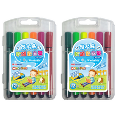 SUCCESS 成功 可水洗軟頭彩色筆 12色, 2組