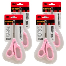 3M Scotch 萬用型不鏽鋼事務專用剪刀 6吋 圓頭設計 安全性佳, 顏色隨機, 4支