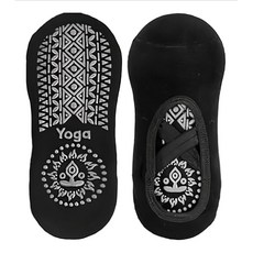 FARANDOLE 法紅荳 立體交叉綁帶透氣止滑瑜珈襪 柔軟舒適 瑜珈專用 穩定支撐, 21 x 9cm, 黑色