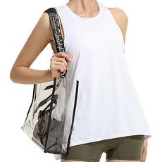 高彈性顯瘦修身排汗運動背心 一衣兩穿 透氣 完美身形 修飾身材 運動/平日穿搭皆適合, L(92 x 16 x 66.5cm), 白色