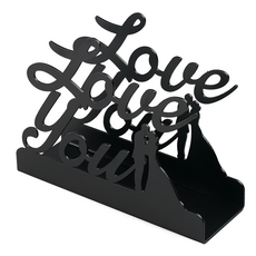 OPUS 東齊金工 歐式鐵藝愛情信件架 餐巾座 菜單架, 鐵烤漆, 經典黑, 1個