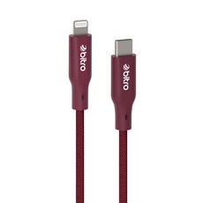 bitro USB-C-Lightning 柔韌編織傳輸快充線, 1.2m, 黛煙紅, 1條