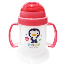 PUKU 藍色企鵝 大頭Q企鵝彈跳練習杯 180ml, 8個月以上適用, PP材質, BPA FREE, 粉色, 1個