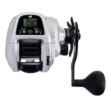 Abu Garcia Fune DLC 計米輪 大字元 小烏龜 梭形 捲線器 船釣 海釣 船舷警報器 小搞搞 Fune DLC H 右捲, 1個, 銀色 + 黑色