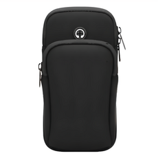 輕薄貼身防水可觸控螢幕手機運動臂包, 黑色, 6.8吋以下手機