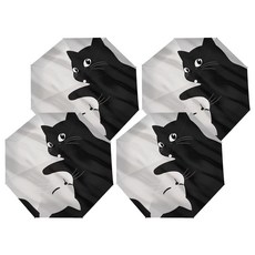 Well Life 悅生活 GoTrip微旅行 防曬遮雨太極貓晴雨傘 4支套裝, 黑白貓, 三折自動款