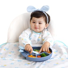 babyclo 多功能防水長袖圍兜 拉鍊款, 無袖/長袖可拆型, 多種顏色可選, 藍色大象, 1件