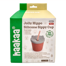 haakaa 矽膠河馬吸管水杯 150ml, 1個, 橘色