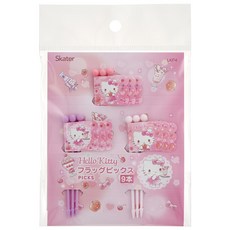 Skater LKP4 裝飾用旗幟水果叉 9入, 凱蒂貓, 1組