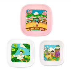 Miravivi 原畫系列 方形保鮮盒, 3入, 1組