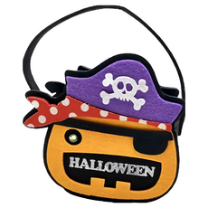 MODACore 摩達客 萬聖派對變裝 紫橘海盜南瓜 幼兒兒童小手提糖果袋, 1組, 16 x 19 x 7cm