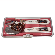 cuitisan 酷夢系列 幼兒小刺蝟湯叉組 210 x 100 x 20mm 138g, 威尼斯紅, 湯匙 + 叉子 + 收納盒, 1組