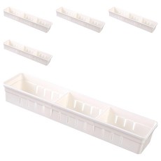 BangJiaShi 幫家適 分隔抽屜三格收納盒 小號, 白色, 5個, 6.5 x 33 x 4.5cm