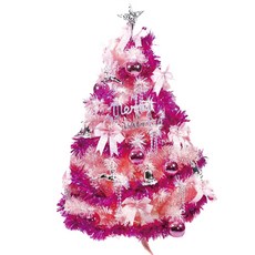 耶誕豪華版粉紅色聖誕樹 銀紫色系配件 不含燈, 銀紫色系