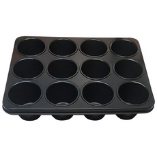 CJ Baking 12格瑪芬蛋糕烤模具套裝, 堅固不鏽鋼, 尺寸小巧方便收納, 34 x 26.5cm, 1個