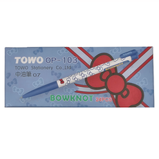 TOWO 東文 BOWKNOT 蝴蝶結中油筆 OP-103 0.7mm 24支, 藍色