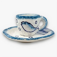 Modigliani 義大利陶 地中海系列 濃縮咖啡杯盤組 110ml, 1組, 白色/藍色