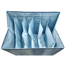 北歐風特大6格PVC 內置PP板 衣褲分格收納盒, 44 x 28 x 20cm, 北歐藍, 1個