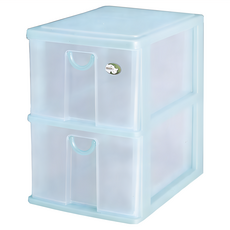 DOLEDO 大物收納盒 藍色 抽屜式收納箱 塑膠材質, 2 Tiers