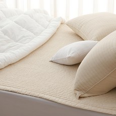 tacca tacca Gonggam系列 天然純棉顏料染色固定帶床墊, 奶油米色