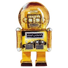 DONKEY 機器人雪花球 水晶球, 13.5 x 5.2cm, 金色