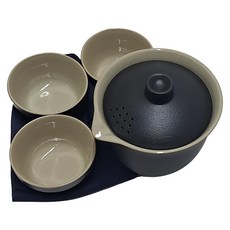 粗陶旅行茶具組, CAKN0168BK, 黑色, 1組