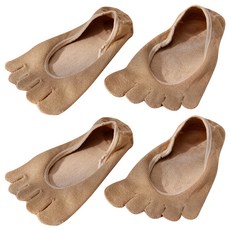 NicoFun 愛定做 桑蠶絲隱形止滑瑜伽五趾襪 女襪 2雙/配色, 22~24.5cm, 駝色