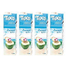 Tipco 100%椰子水 4瓶 1L (泰國進口, 天然電解質, 無添加糖)