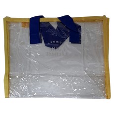 大容量透明沙灘包 防水肩揹包 托特包 泳池運動包, 35 x 14 x 27.5 cm, 藍黃色