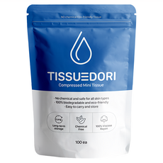TissuEDori 迷你壓縮紙巾 100%粘膠人造絲, 100顆, 1袋