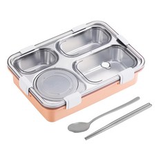 Quasi 賞味304不鏽鋼分隔完美餐盒 Set 720ml 餐盒/ 130ml 小湯碗, 25 x 18 x 6.3cm, 粉色, 1個