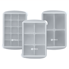 2deco 幼兒副食品矽膠分裝盒組, 三種尺寸組合, 可熱水消毒, 冷凍食材輕鬆取出, 灰色, 1組