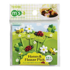TORUNE 便當野餐水果叉8件組 可愛餐點裝飾叉, 蜜蜂瓢蟲, 1組