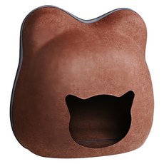 OUTSY 舒眠羊毛氈可拆式多用喵星人貓窩 舒適透氣 四季通用 自帶萌點貓造型 寬敞空間, 咖啡色, 1個