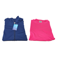 MI MI LEO 台灣製機能防曬2件組 防曬外套 L 深藍色 + 路跑螢光T恤 XL 螢光桃色