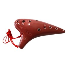 潛艇式12孔C調中音陶笛附厚袋,顏色隨機,初學者適用,陶土材質,音色優美, 1個