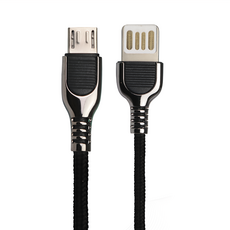 Kinyo Micro USB雙面魚叉鋅合金充電數據線 USB-B22, 黑色, 1m, 1條