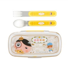 屁屁偵探 造型餐具組 Set 2入, 黃色, 叉匙
