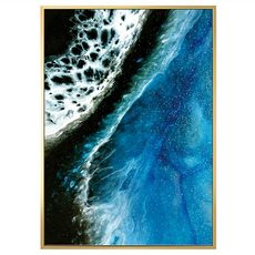 菠蘿選畫所 磅礴浪花疊層掛畫 APAP4651G (42 x 59.4cm) 金色畫框 海洋風掛畫, 金色